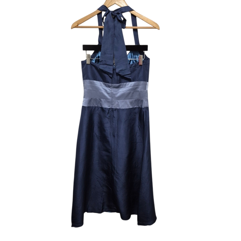 LAST CALL! Jenny Yoo Silk Halter Slate Blue Dress SIZE 6 - Picture 3 of 8